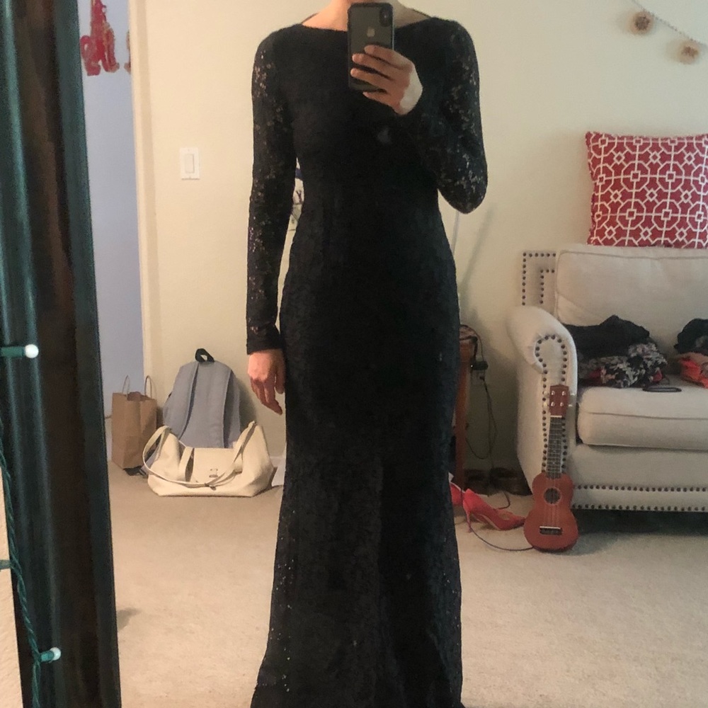 Tart lace long sleeve open back gown